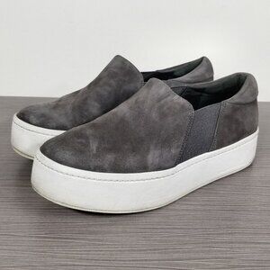 Vince Warren Platform Sneaker, Gray Suede, Womens Size 5.5 M / 35.5